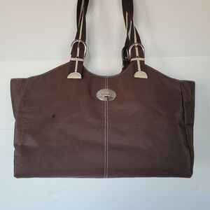 Fetching Dog Dark Brown Tote  Striped Handles Carrier